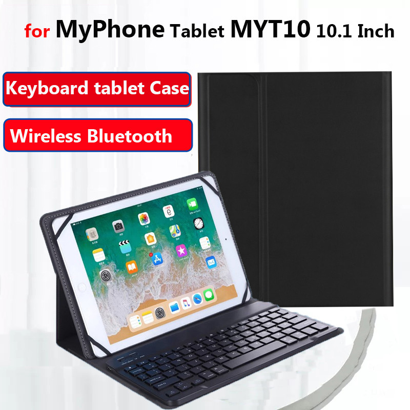 Bàn Phím Có Ốp Lưng Cho Máy Tính Bảng MyPhone MYT10 10.1 Inch Folio Da PU Không Dây Bàn Phím Bluetoo