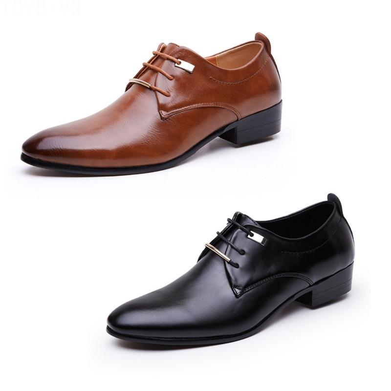 【TOYBOX】Lace Up Business Office Casual Slip on Flat Leather Lace Up Formal Leather Shoes
