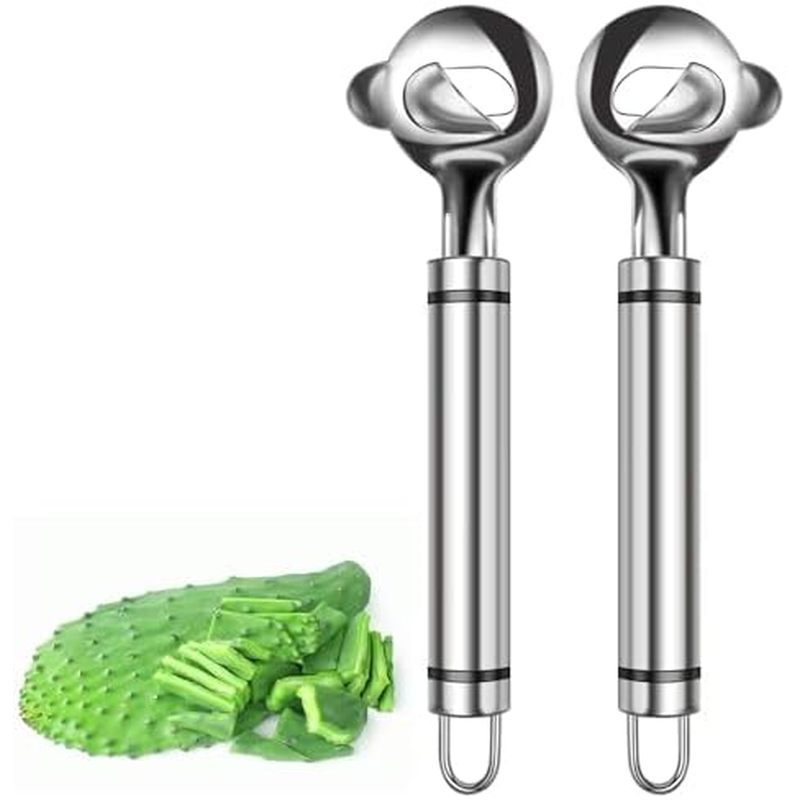 Cactus Peeler Tool, 2 Pack Stainless Steel Pelador de Nopales, Spoon Cactus Thorn Removal Tool, 7.48
