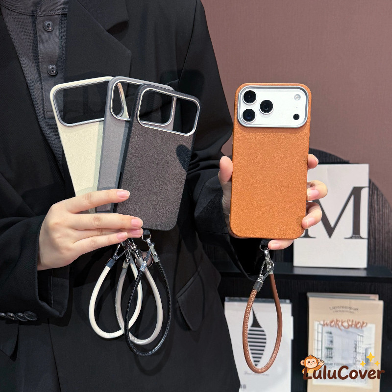 Ốp Da PU Màu Trơn Ins Style Có Dây Buộc Tay Cho Redmi K90 Pro Max K80 Pro K70 K70E K60 Ultra K50 K40