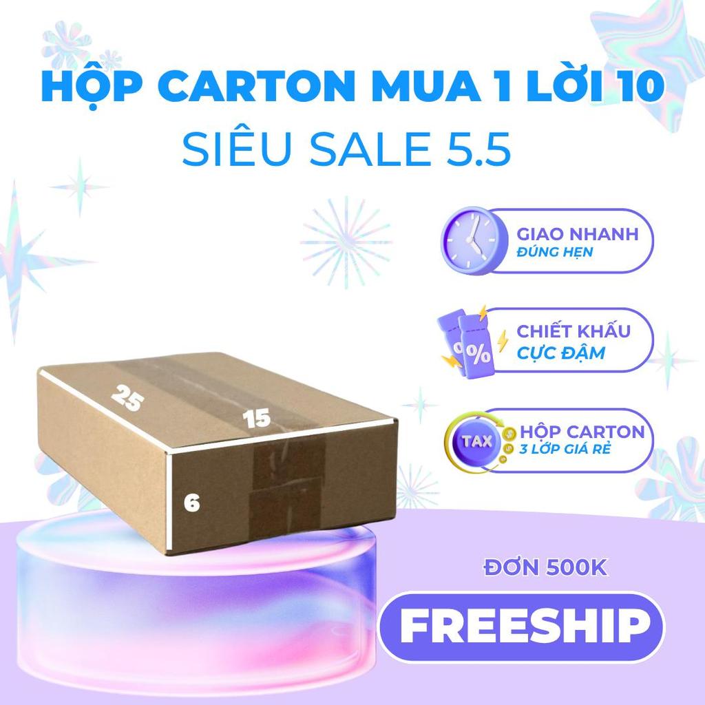 thùng carton đóng hàng 25x15x6 combo 200