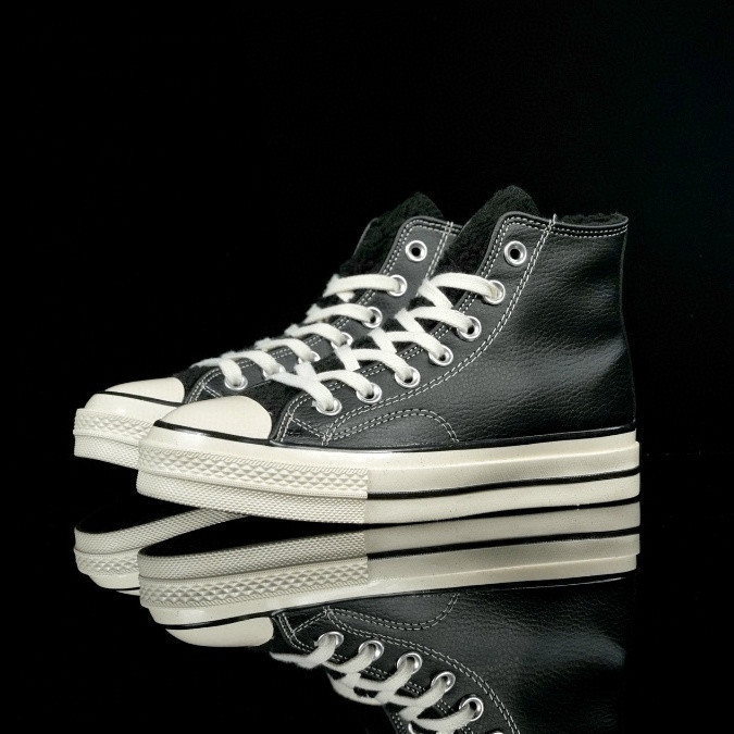 2024 Converse Thu Đông Phong Cách Mới Converse 1970S Cổ Điển Đen / Trắng Da Cừu Len