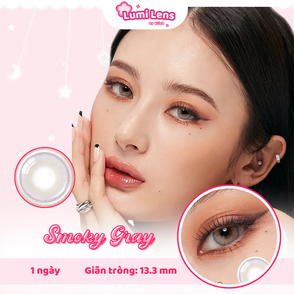 Lens 1 ngày | Kính áp tròng GIÃN TRÒNG xám tây RUSSIAN SMOKY GRAY KOREA | Lumi Lens by klinh