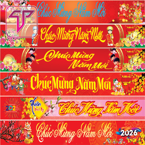 [HỎA TỐC] Backdrop Hiflex chúc mừng năm mới 2026, Happy New Year 2026