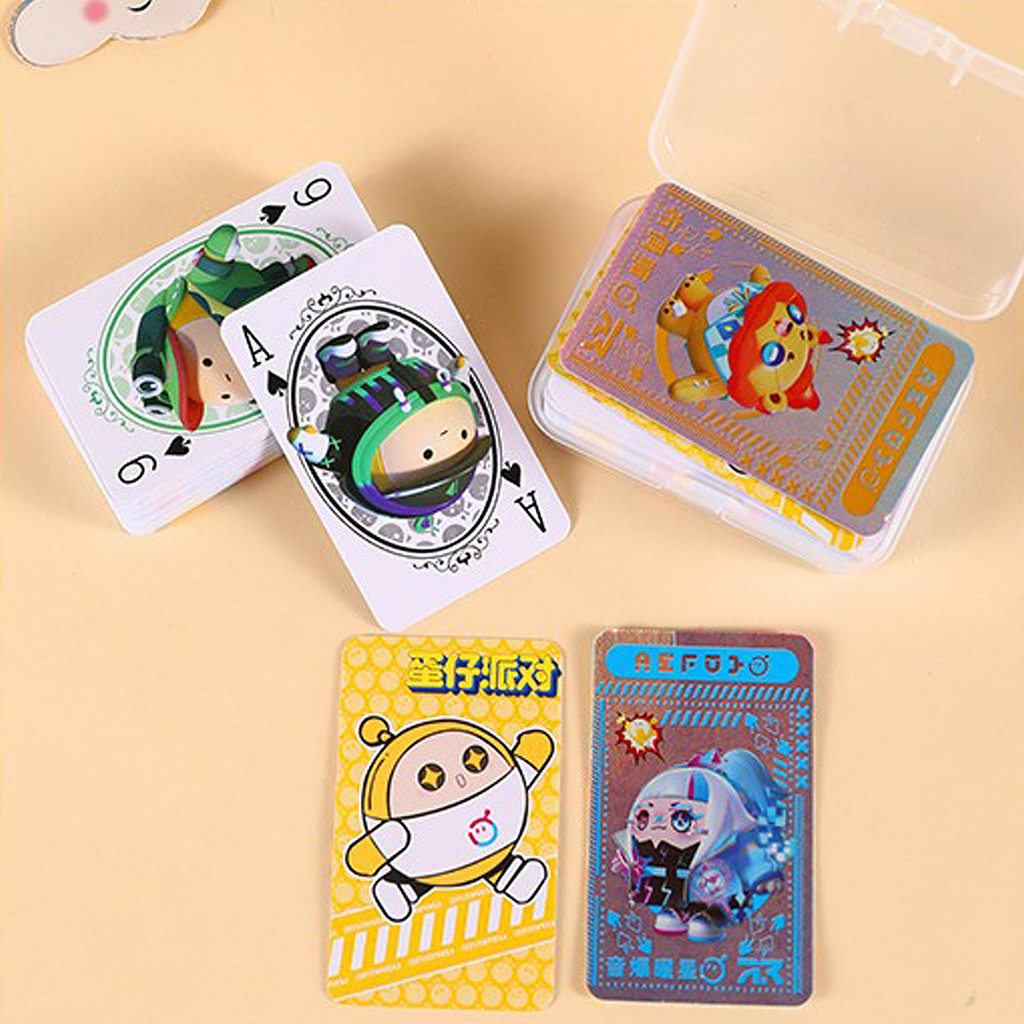 Spot Goods#Egg Party Laser Mini Playing Cards with Storage Box Children's Educational Cards Creative