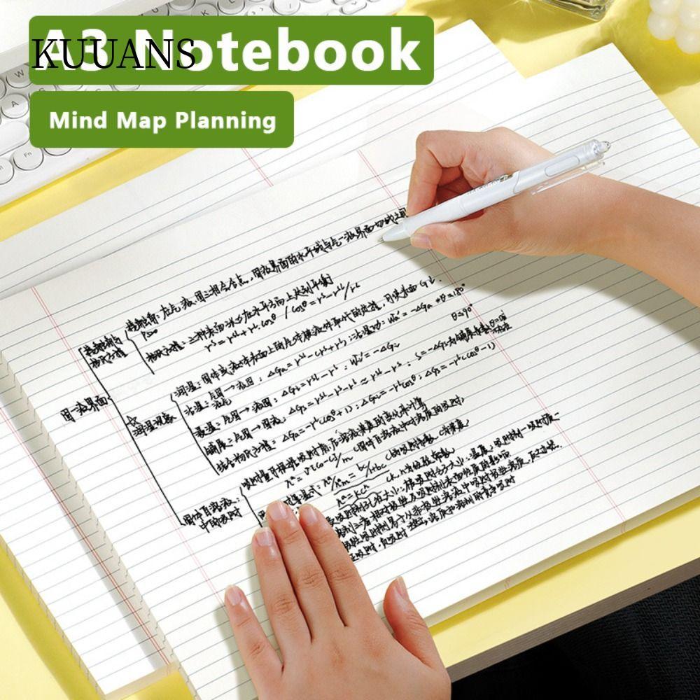 KUUANS 50 tờ A3 Notebook, Giấy nháp A3 có thể xé được, Lập kế hoạch tư duy đơn giản Học sinh Viết No