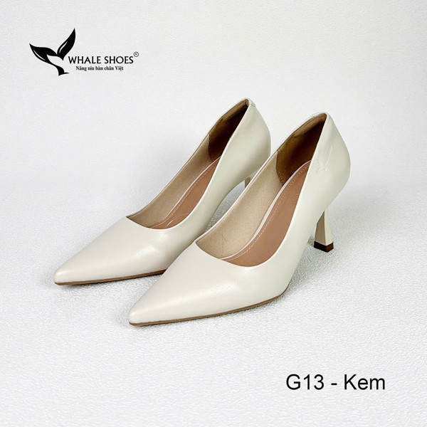Giày Cao Gót Bít Mũi 8cm Da Mờ, Lót Êm, Đế Chống Trơn Trượt  - Whale Shoes G13