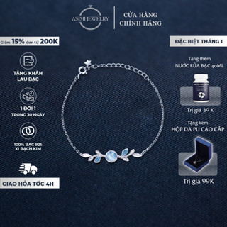  Lắc tay bạc Waterful đá Moonstone Asimi Lắc bạc Ý S925 nữ đính 2 mặt Waterful Leaf LT34 