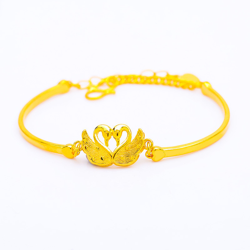 Vòng tay cặp đôi nữ mạ vàng bền màu, thiết kế đồng xu euro