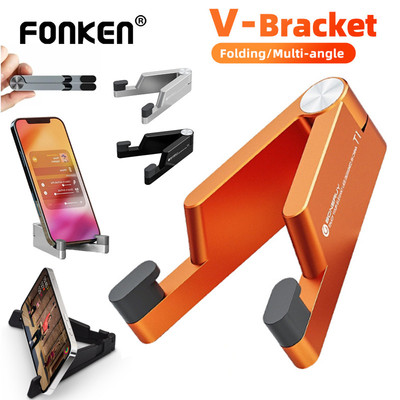 Giá đỡ điện thoại di động bằng nhôm đa năng Fonken Giá đỡ bàn di động có thể gập lại cho máy tính bảng điện thoại