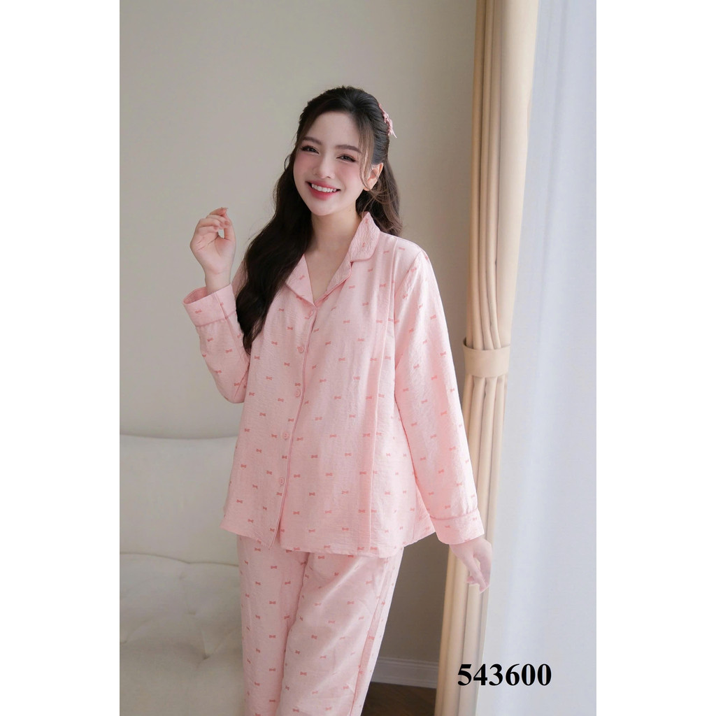 B2mum bộ bầu dài tay đũi B519 nơ hồng (M-XL)
