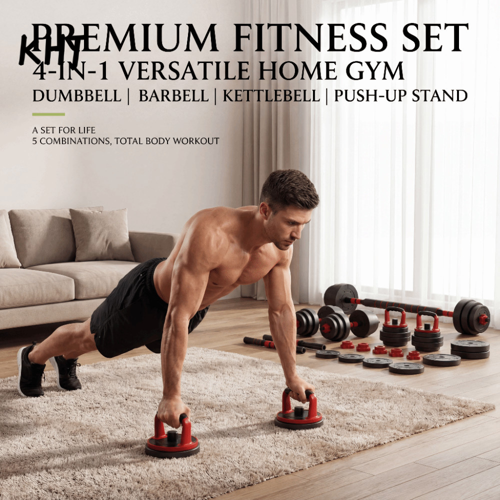Bộ tạ đẩy ngực KHJ Push Up Dumbbell Set với kettlebell ball và thanh tạ thể thao có khóa xoay điều c