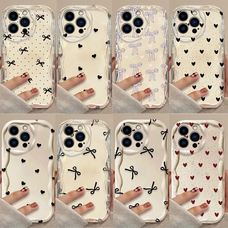 Ốp Điện Thoại Nơ Trái Tim Tình Yêu Dễ Thương Cho Samsung Galaxy S24 S23 Ultra Plus FE A55 A35 A16 A0