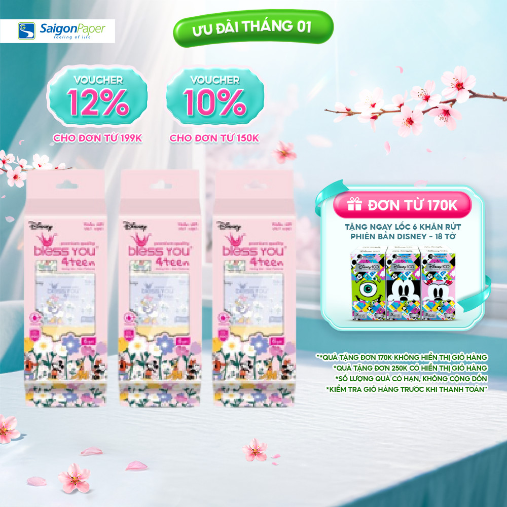 Combo 3 Bọc Khăn Ướt Mini – Bless You 4Teen (18 túi x 12 tờ)