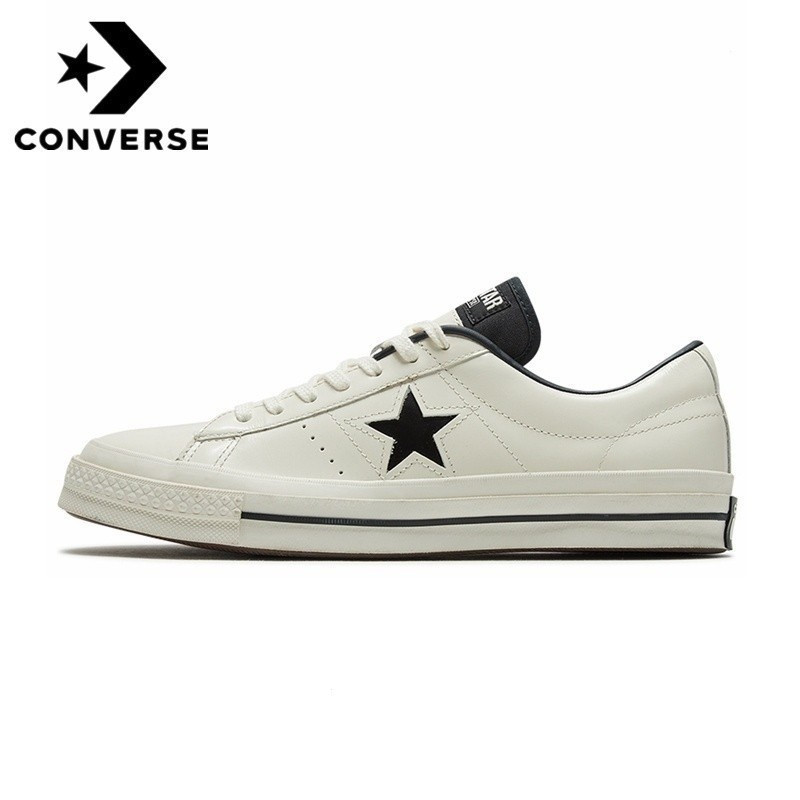 Converse Da Sáng Da Một Ngôi Sao Sáng Bằng Sáng Chế Da Nhỏ Giày Trắng Thấp Top Màu Sắc Tương Phản Gi