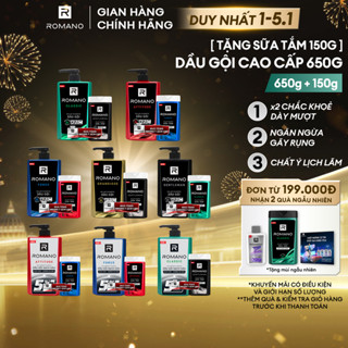   TẶNG sữa tắm nam 150G  Dầu gội nam hương nước hoa Romano 650g  Tặng mùi ngẫu nhiên  