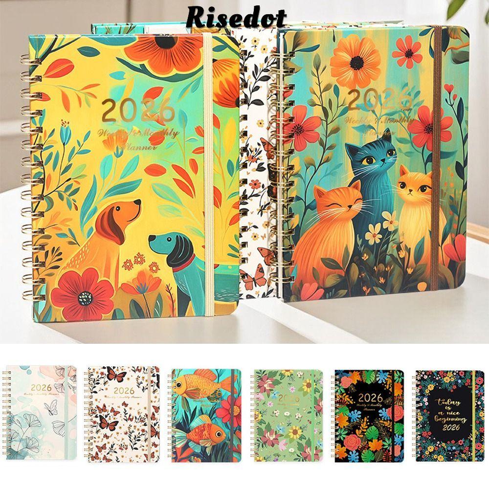 Lịch RISEDOT 2026, Chương trình nghị sự Jan.2026 - Dec.2026 2026 Planner, Tab hàng tháng Sổ tay cuộn