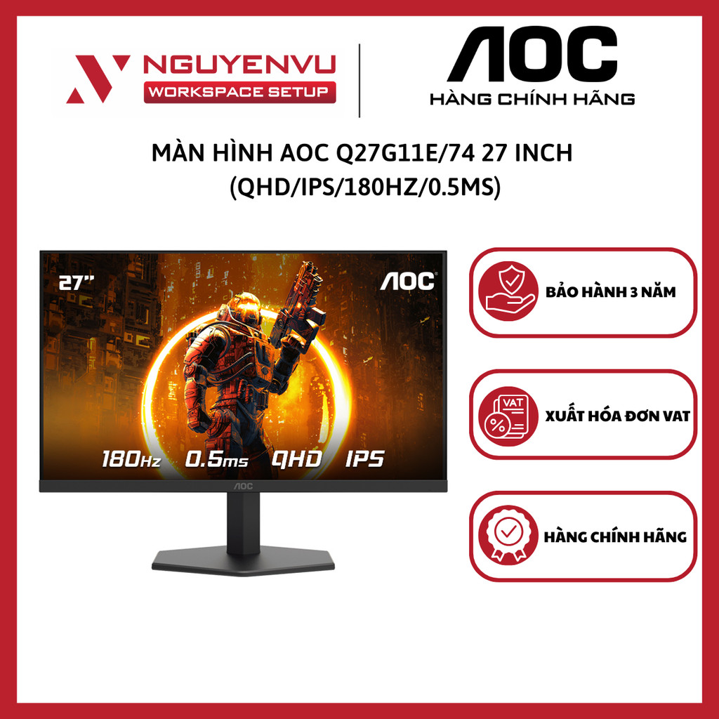 Màn hình Gaming AOC Q27G11E 27 inch (IPS/2K/180Hz/0.5ms) - Hàng chính hãng