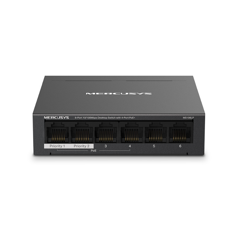 Switch 6 cổng 10/100Mbps với 4 cổng PoE+ Mercusys MS106LP