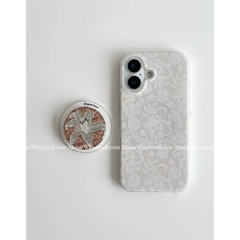 ốp lưng iphone cute ốp lưng iphone 12 thường Giá đỡ họa tiết ren trắng từ tính cao cấp Niche Thích h