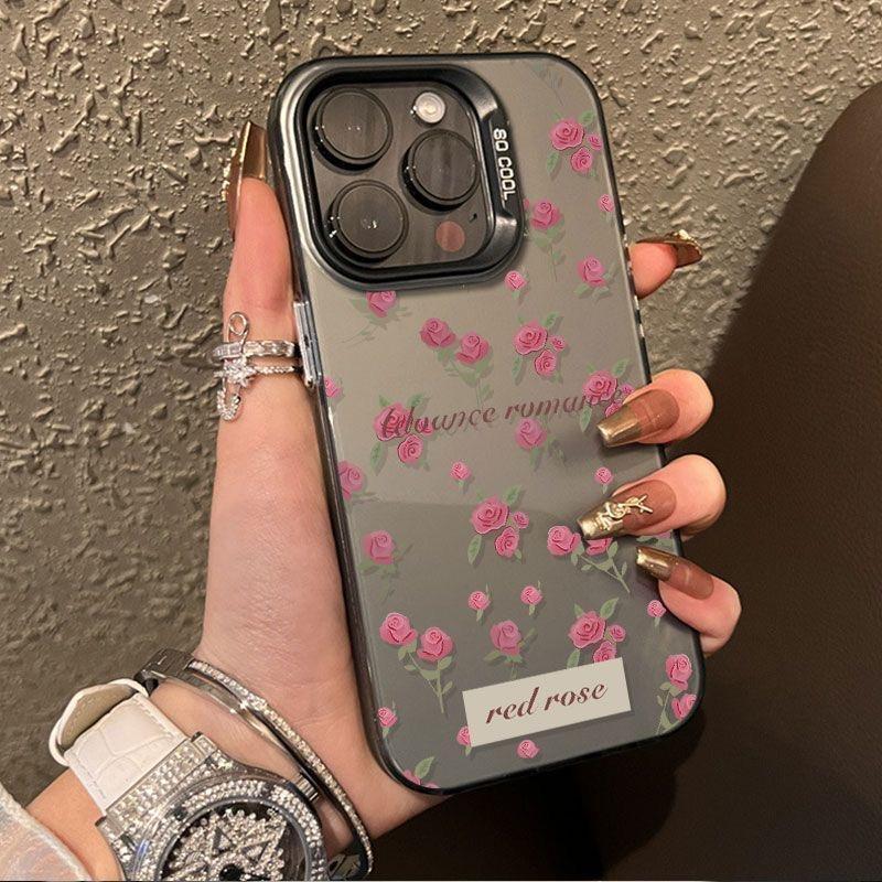 Ốp Lưng Cho iPhone 17 16 Pro Max 16 Plus 15 Pro Max 15 Plus 14 Plus 13 12 11 Pro Max Xám Hồng Hoa Hồ