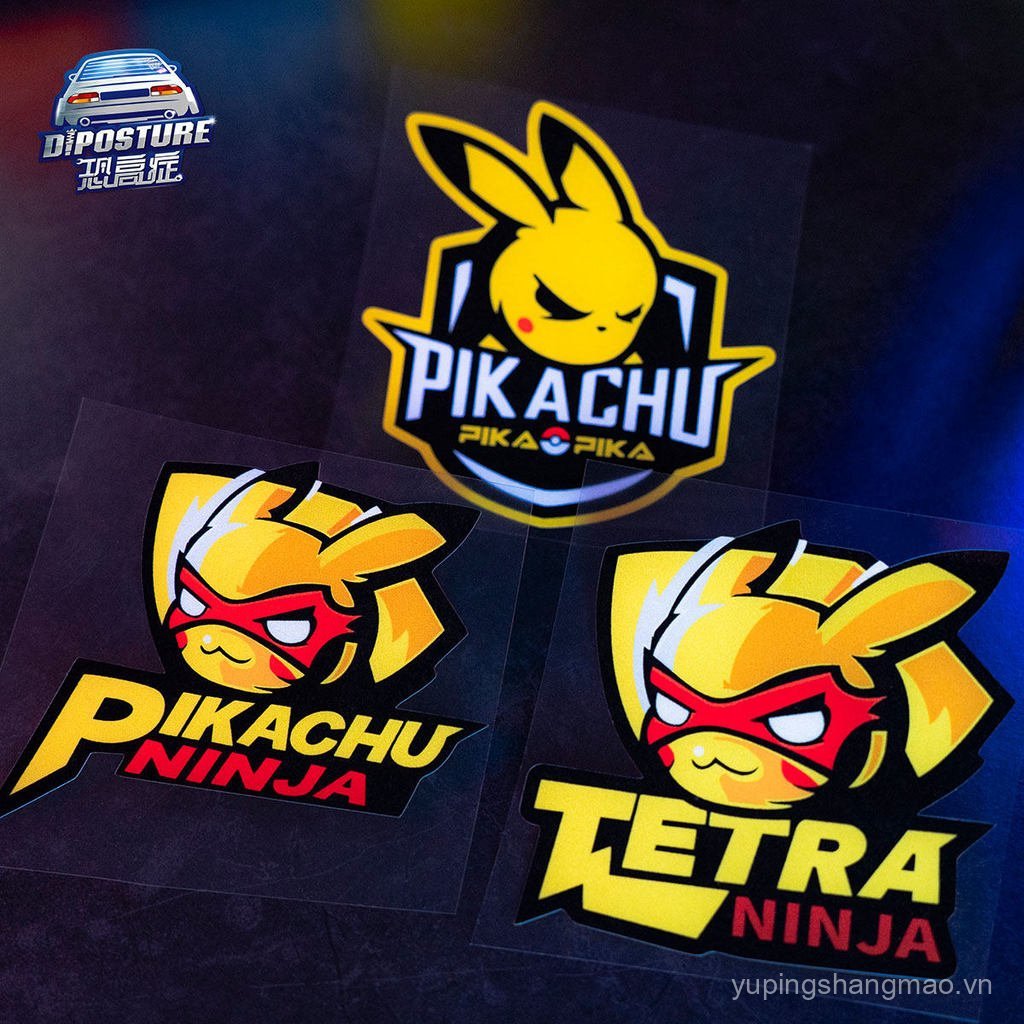 Pikachu Xe Dán Khối Nhỏ Vết Xước Dán Cơ Thể Hoạt Hình Phản Quang Xe Cá Tính Anime Dán Hợp Thời Trang