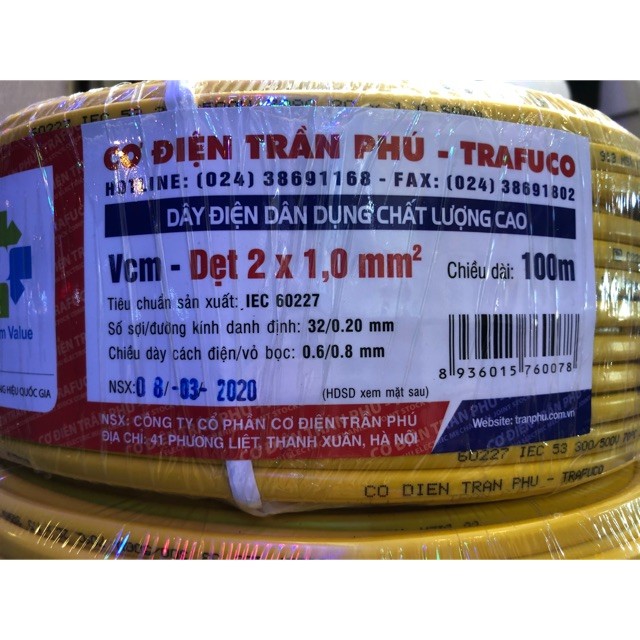 Dây điện mềm dẹt 2x1 Trần phú (giá 1 mét)