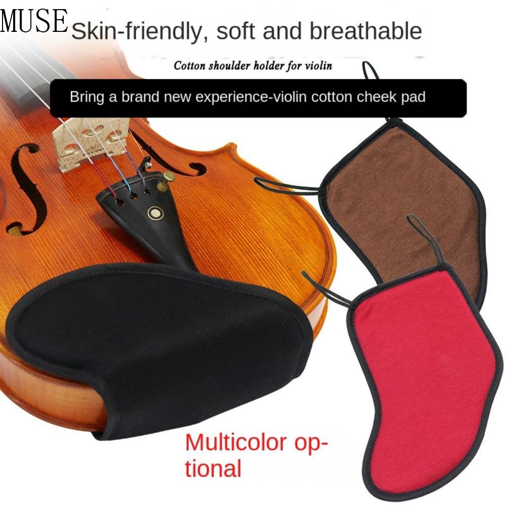 MUSE Violin Vai Rest Pad, Cotton Đen / Đỏ Violin Chin Rest Pad, Fiddle Parts Cushion Soft Protector 