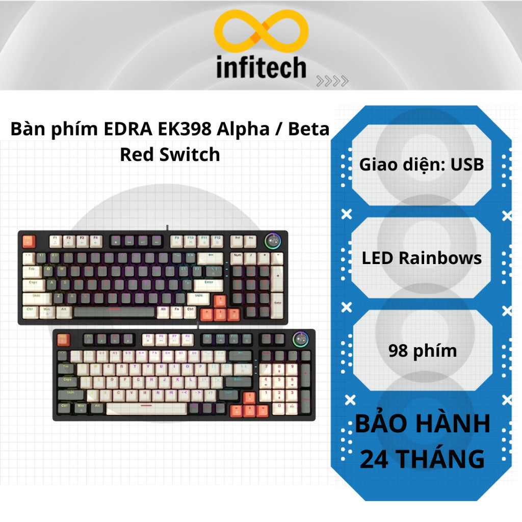 Bàn phím EDRA EK398 Alpha / Beta Red Switch - Hàng Chính Hãng
