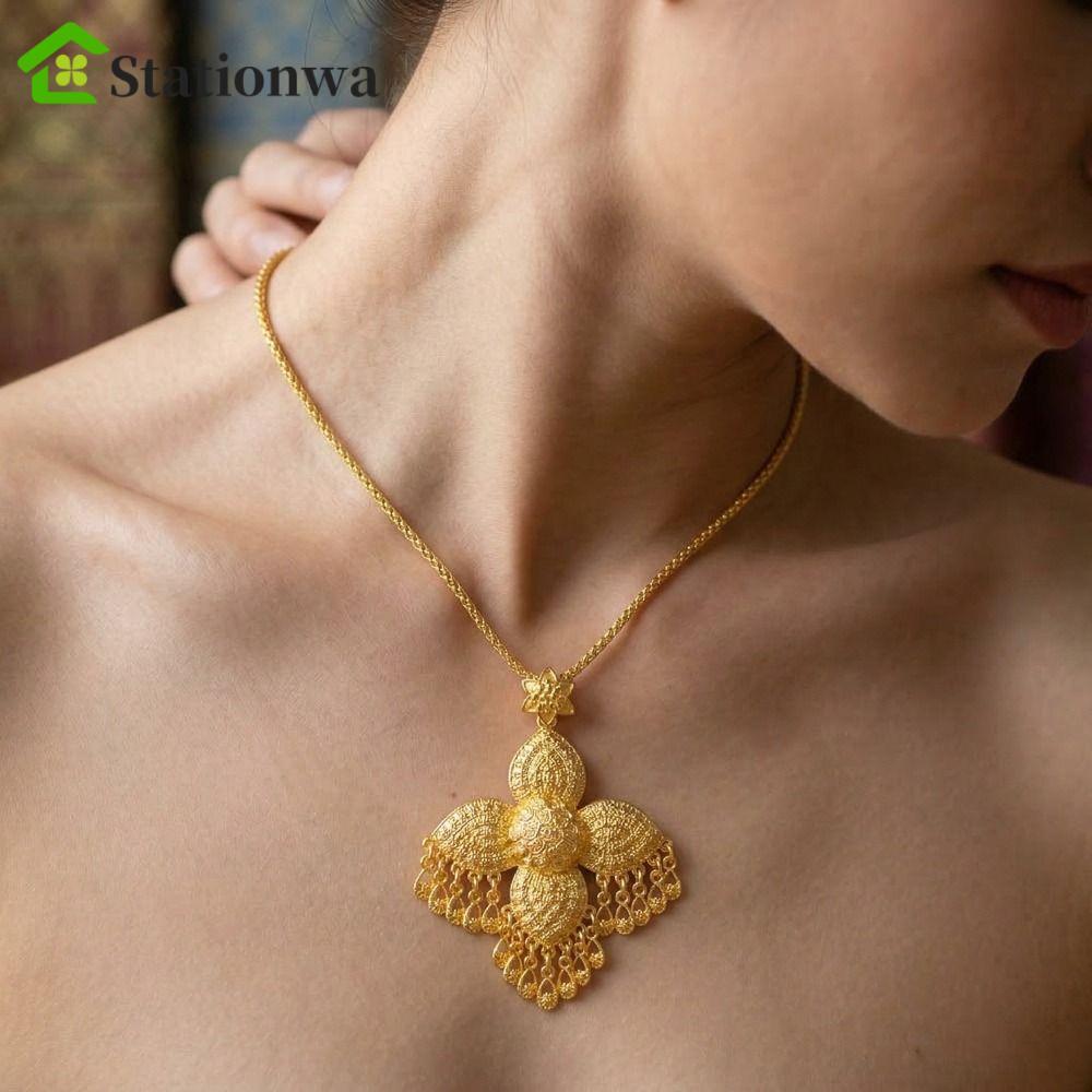 Bộ Bông Tai Vòng Cổ Stationwa, mạ hợp kim Thái, style boho hình học, phù hợp với phụ kiện quần áo