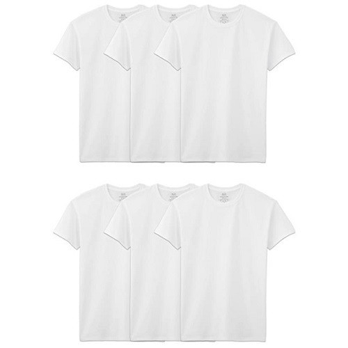 Bộ 6 áo thun trắng cổ tròn nam Fruit of the Loom Men's Stay Tucked Crew T-Shirt (Mỹ)
