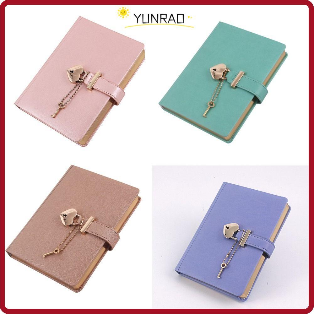 Nhật ký YUNRAO, B6 với Key Notebook, 144 tờ Văn phòng phẩm Bao da PU Khóa hình trái tim Máy tính xác