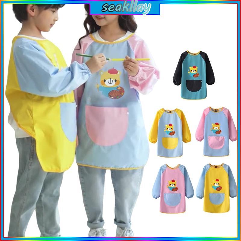 Baby Bib Waterproof Baby Feeding Smock Kids Painting Apron Coat Easy to Clean