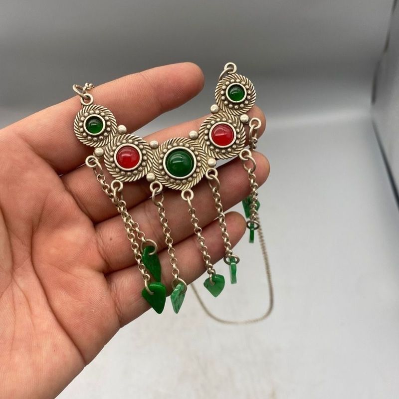 Bộ sưu tập cổ Bộ sưu tập sớm Vòng cổ bạc cũ Cổ khóa bạc cổ đá quý Vòng cổ khóa bạc 4 / 17 / 2