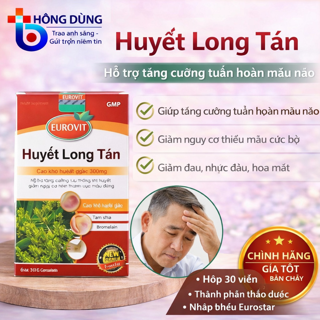 Viên Uống Eurovit Huyết Long Tán - Hỗ Trợ Giảm Nguy Cơ Hình Thành Cục Máu Đông 30 Viên/Hộp