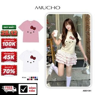  Áo thun baby tee mặt mèo đáng yêu ABD1361 Miucho cổ tròn form rộng in mix 