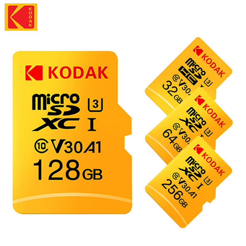 Thẻ nhớ KODAK MicroSD C10 32GB 64GB Class10 Memori TF Micro SDXC 128GB 256GB 512GB A1 U3 V30 4K cho máy ảnh
