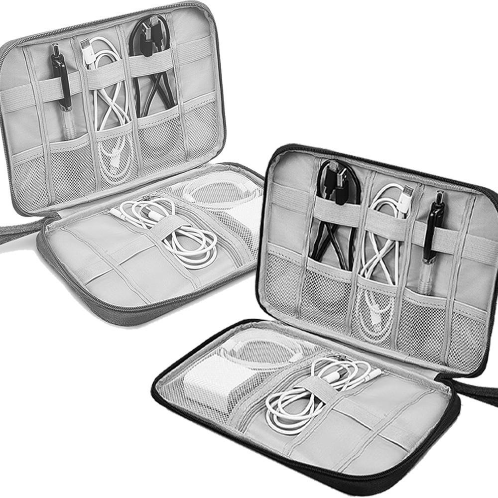 Data cable storage bag USB Charger Earphone Electronics PowerBank Storage Bag Double Layer Organizer