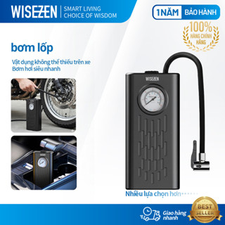  Bơm Lốp ô Tô Wisezen điện Xe Máy đạp Bóng Thông Minh Di Động Đồng Hồ Điện Tử Hiển Thị Áp Suất 