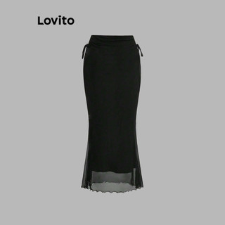  Lovito Váy giản dị Váy nàng tiên cá ren trơn dành cho nữ L102AD267 