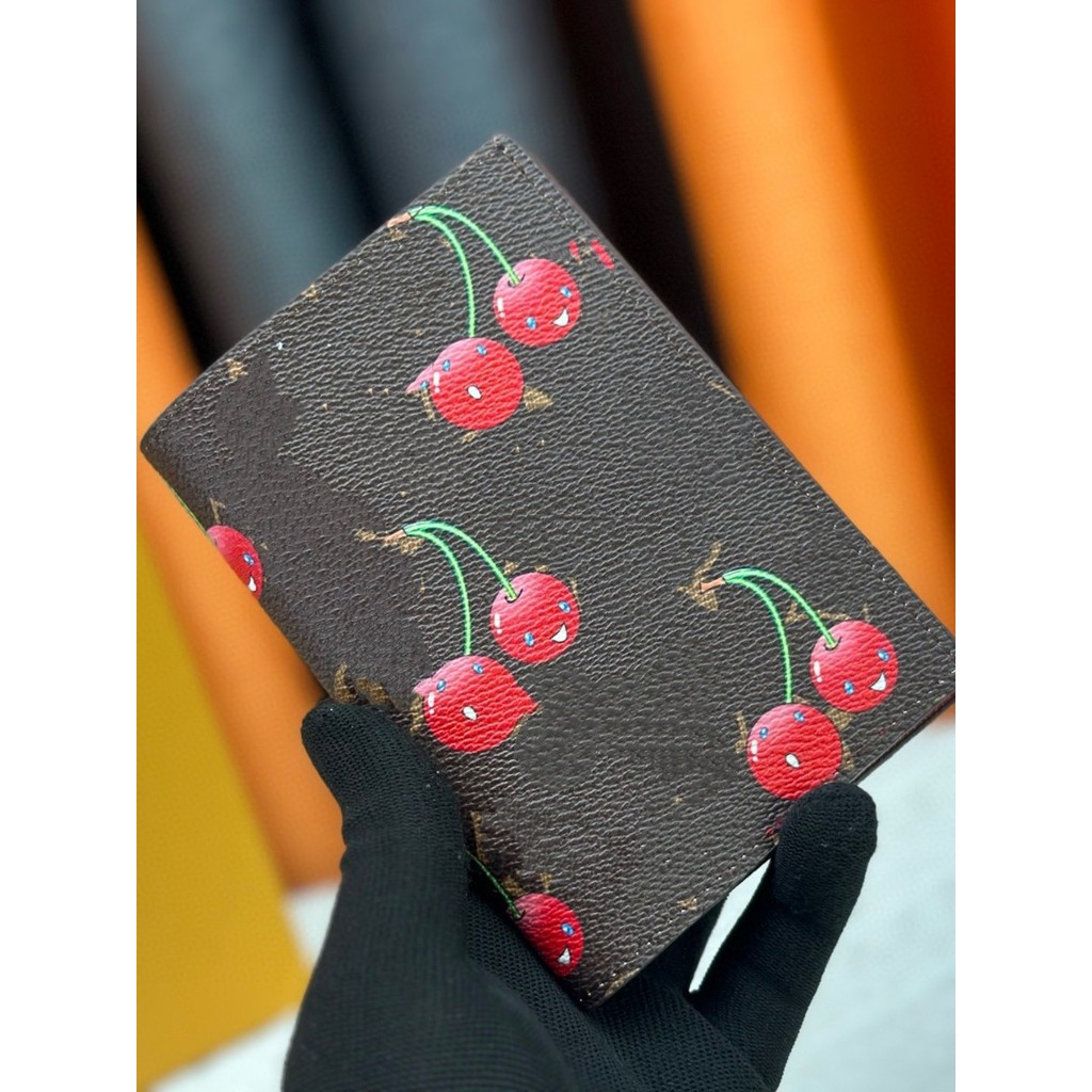 L* Genuine Leather Wallet Monogram Cherry ID Holder Passport Holder Classic Versatile 80% off Wallet
