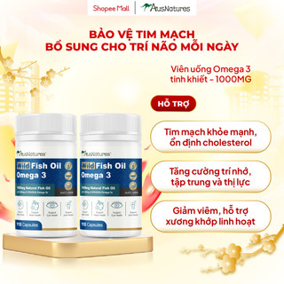   COMBO 2 LỌ  Dầu cá Omega 3 - Ausnatures Wild Fish Oil - Hỗ trợ tăng cường thị lực não bộ tim mạch 