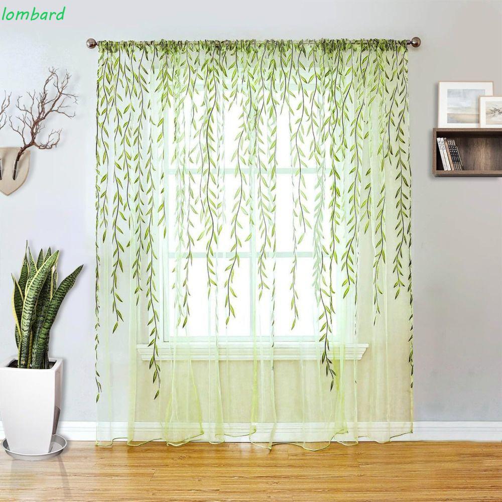 Rèm cửa sổ LOMBARD, Rèm vải tuyn gạc Rèm lá liễu, Điều trị cửa sổ Màu xanh lá cây Phong cách mục vụ 