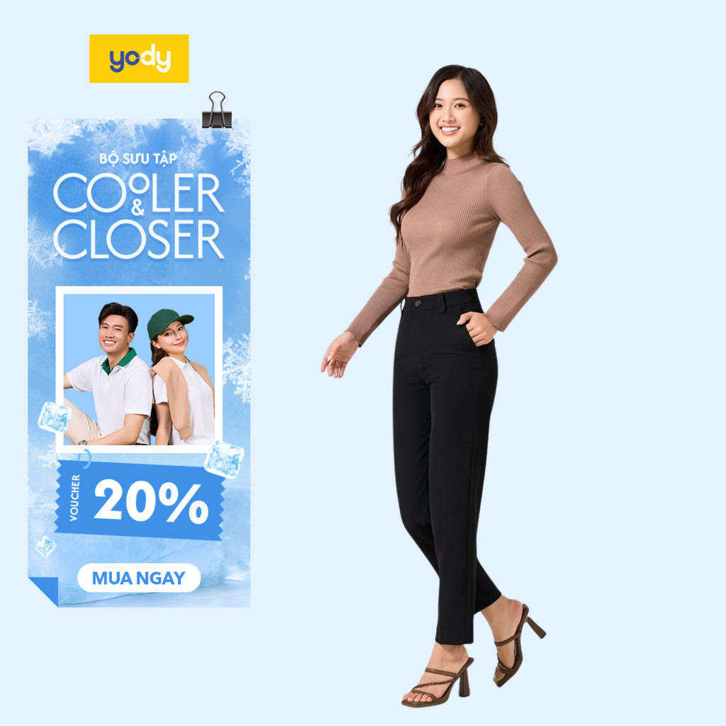 Quần tây nữ YODY lưng cao ống suông tôn dáng chuẩn công sở thời trang nữ QAN5092