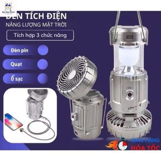 Đèn Camping Năng Lượng Mặt Trời, 3in1, Tích Hợp Quạt, Đèn Bão Du Lịch GSH-9299