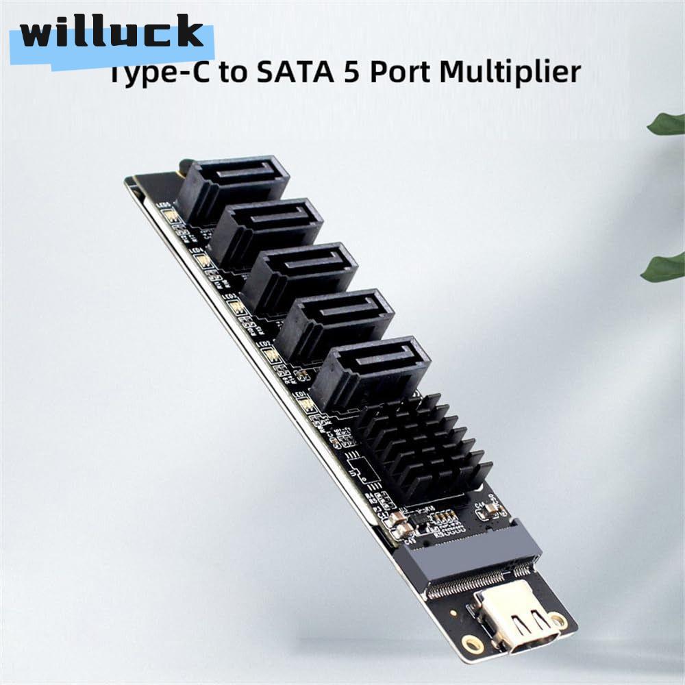 WILLUCK PCI-E Riser, JMB575 Bộ chuyển đổi Type C sang SATA đa cổng, Cắm và chạy 6Gbps Thẻ mở rộng SA