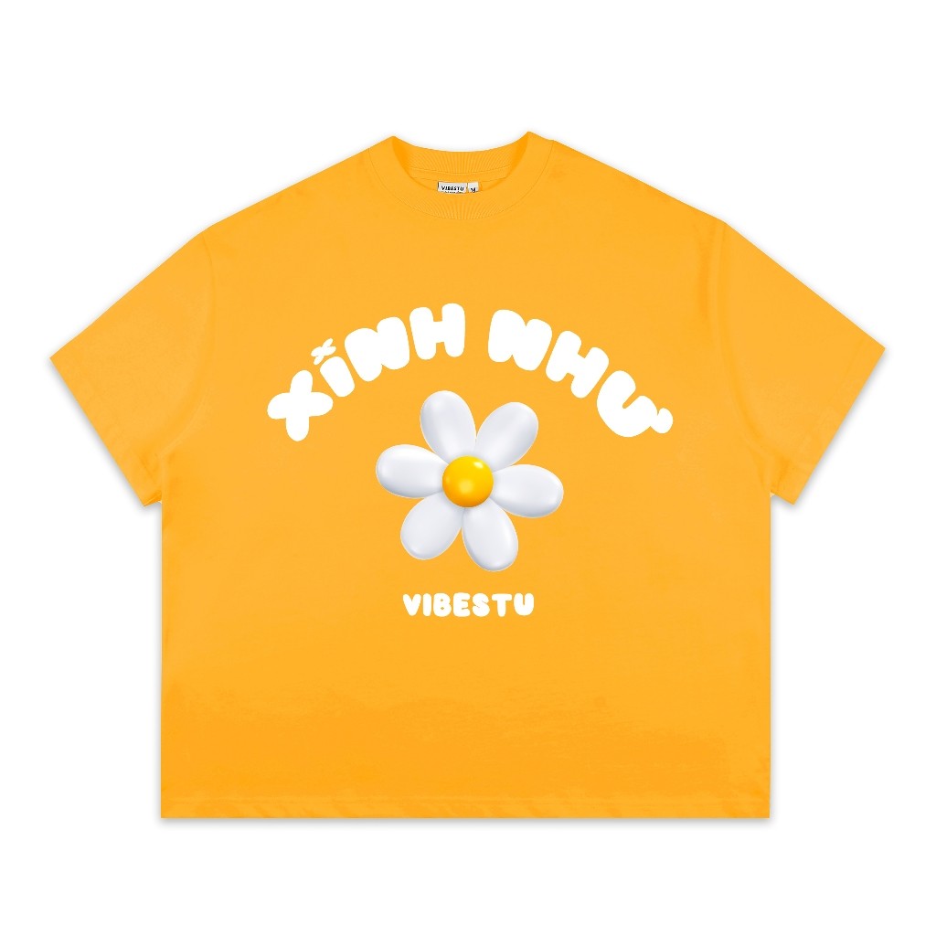 Áo Thun Local Brand " Xinh Như Hoa ", Áo Thun Boxy Form Rộng Unisex 250Gsm 100% Cotton VIBESTU | BigBuy360 - bigbuy360.vn