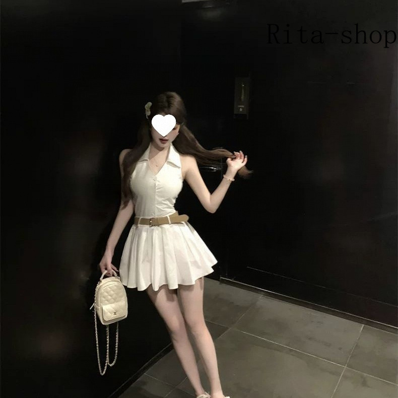 [Pre-Oder] Đầm Halter Pháp Ôm Dáng Váy Ngắn A Line Cạp Cao Nữ Hè | BigBuy360 - bigbuy360.vn