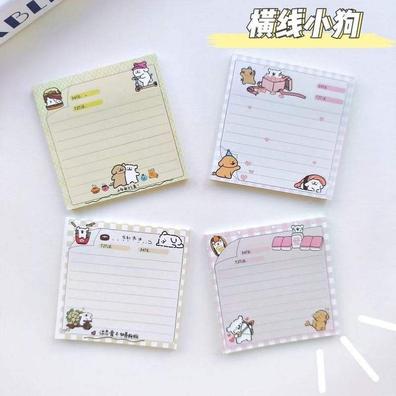 新款线条小狗便签可爱简约ins高颜值纸本少女学生记事卡通粘Cartoon cute sticky notes, cute student girl sticky notes with high app