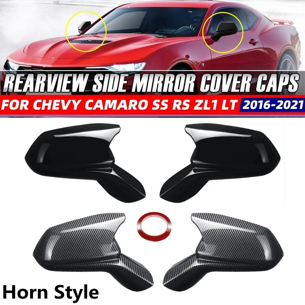 2x Nắp Gương Cho Chevy Camaro SS RS ZL1 LT 2016 2017 2018 2019 2020 2021 Phong Cách Sừng Cửa Bên Gươ